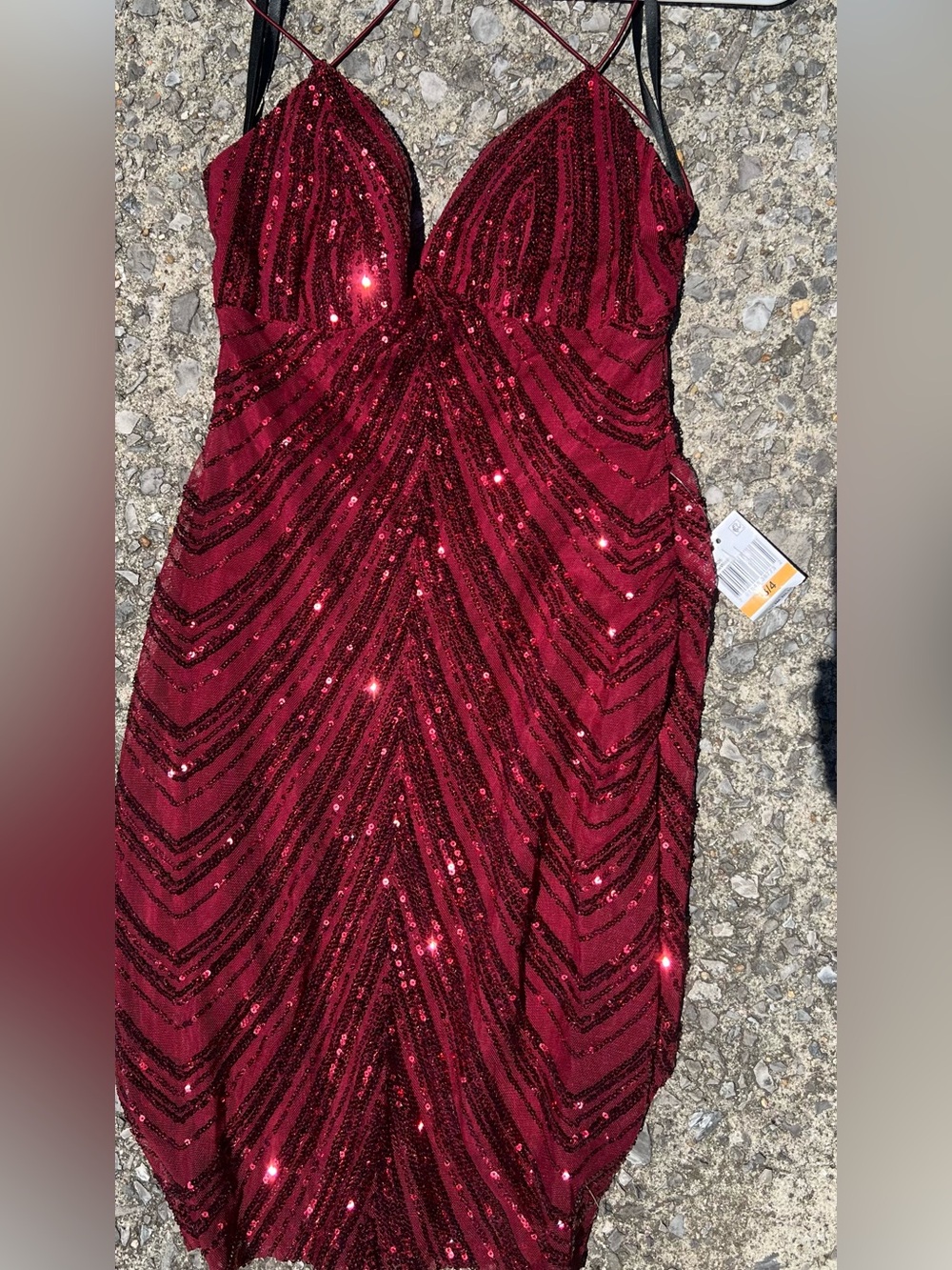 B Darlin Burgundy Sequin Mini Dress